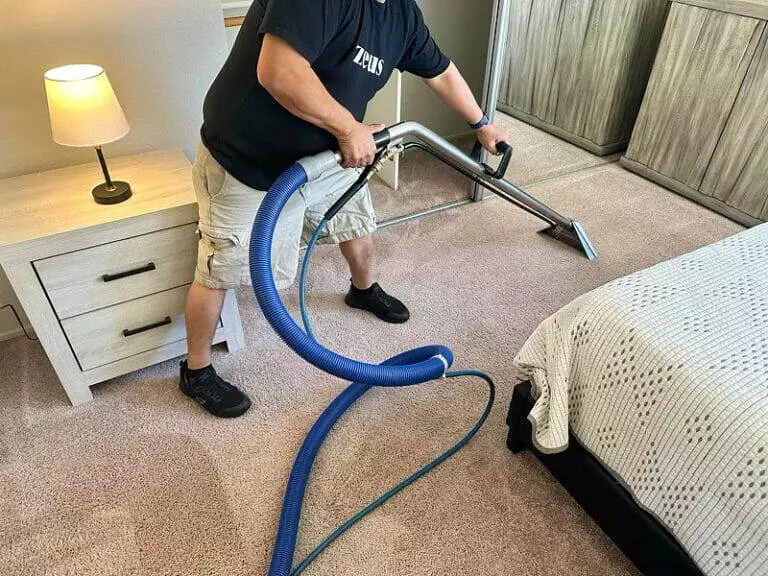 Carpet cleaning, bedroom.