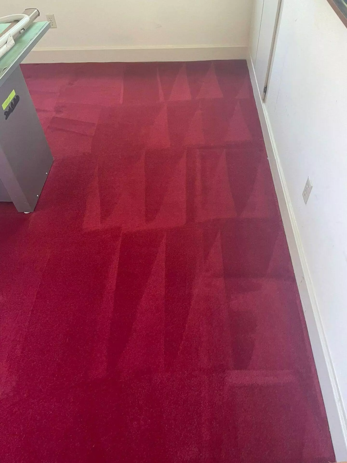 Commercial carpet cleaning in an office.