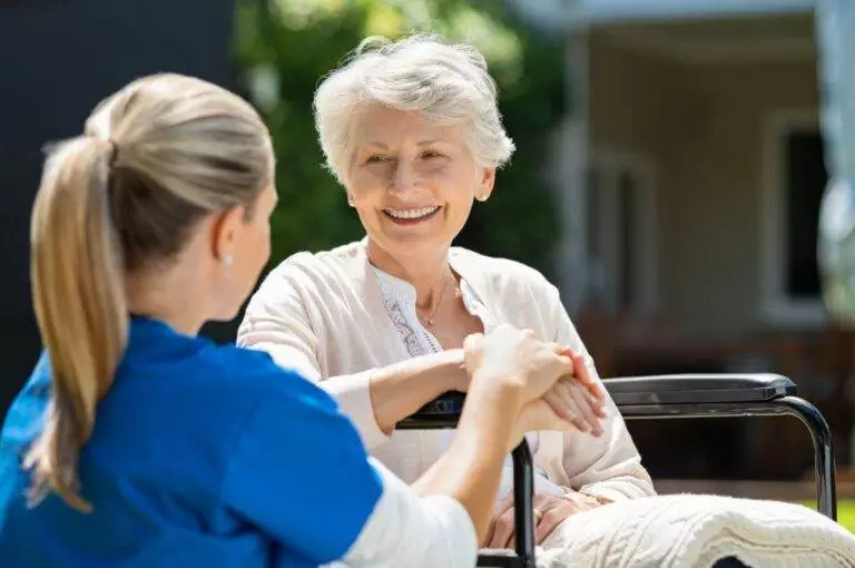 nurse, elderly woman